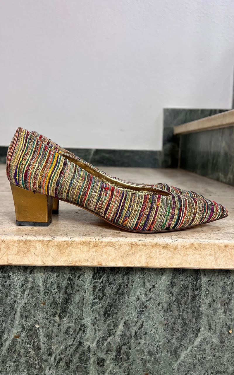 Vintage Gold Woven Bruno Magli Pumps 38,5