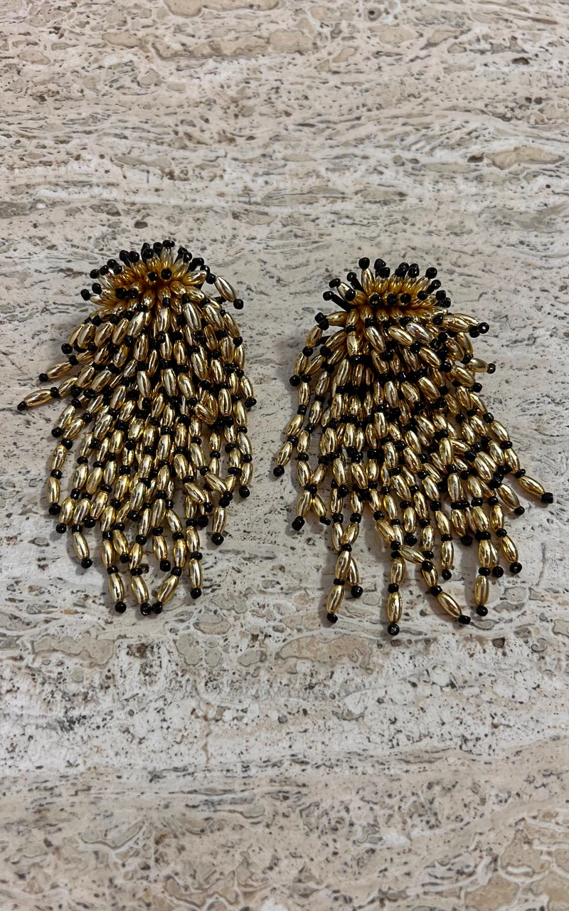 Vintage 70s Beaded Fringe Earrings
