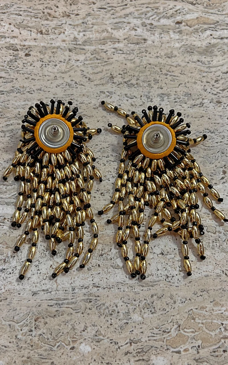 Vintage 70s Beaded Fringe Earrings