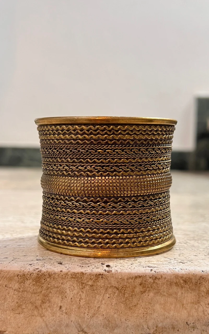 Vintage Indian Etched Brass Arm Cuff