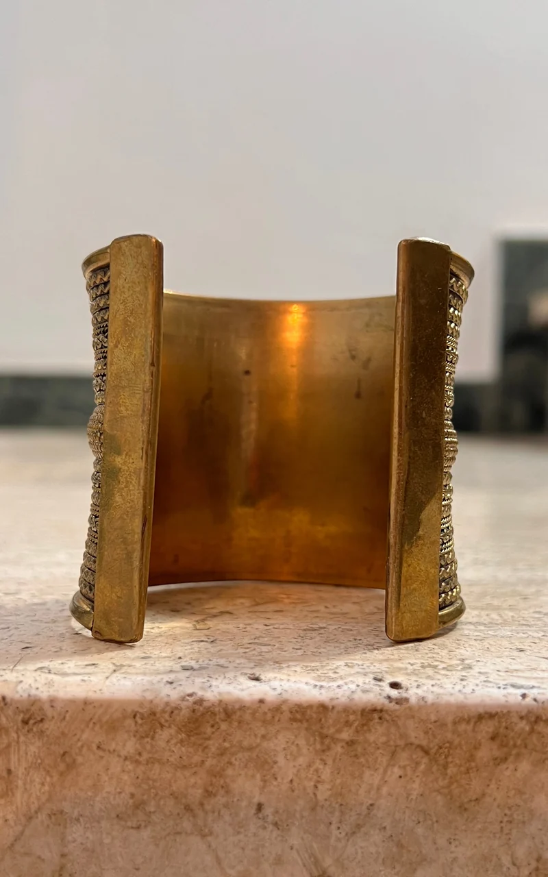 Vintage Indian Etched Brass Arm Cuff