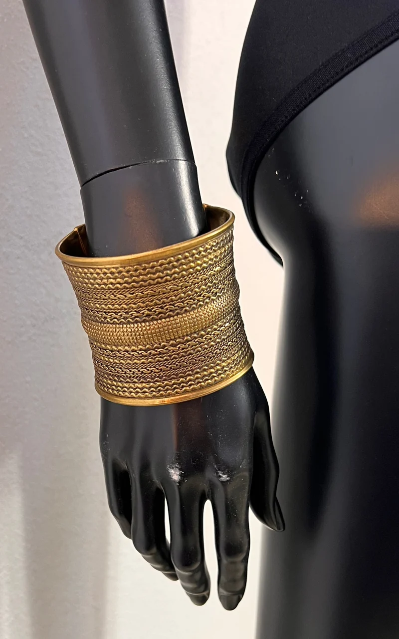 Vintage Indian Etched Brass Arm Cuff