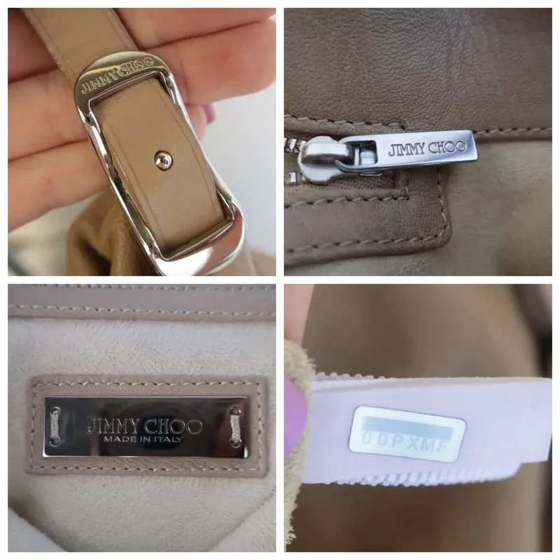 Jimmy Choo Beige Leather Large Biker Saddle Chain Crossbody Bag