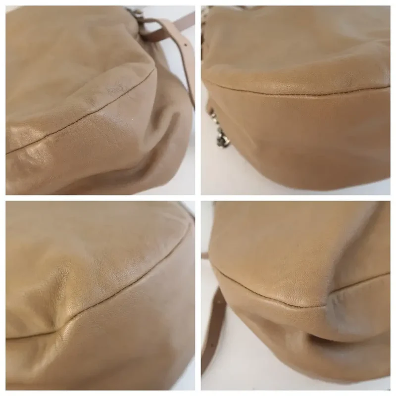 Jimmy Choo Beige Leather Large Biker Saddle Chain Crossbody Bag