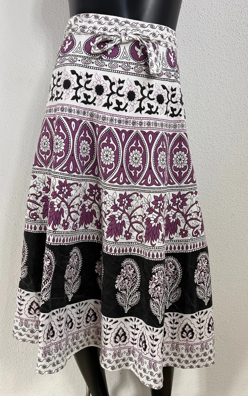Vintage 70s Block Print Wrap Skirt