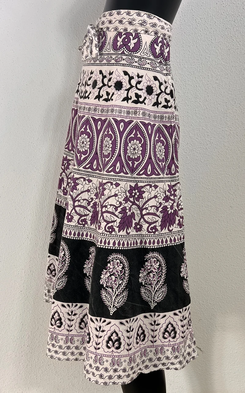 Vintage 70s Block Print Wrap Skirt