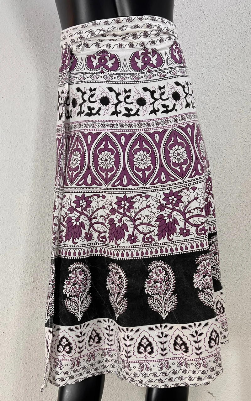 Vintage 70s Block Print Wrap Skirt