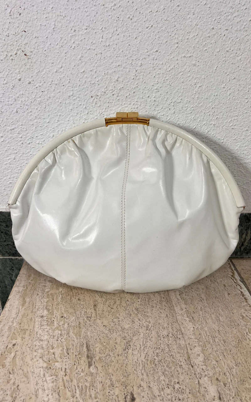 Vintage 70s White Rodo Italy Clutch Bag