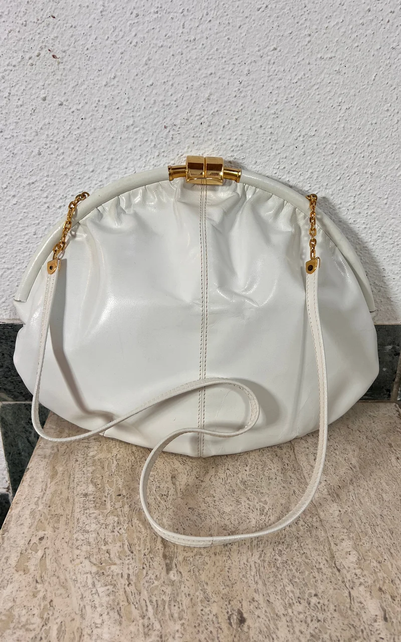 Vintage 70s White Rodo Italy Clutch Bag