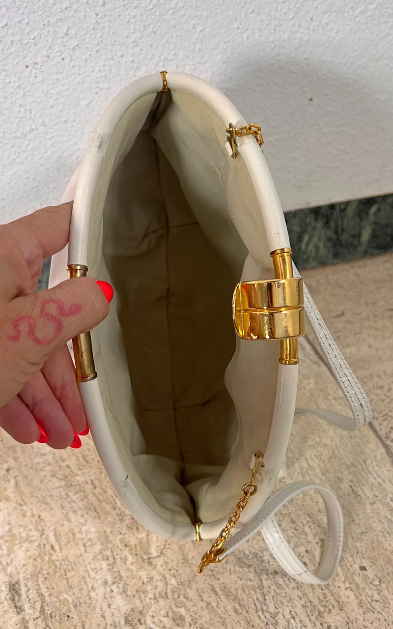 Vintage 70s White Rodo Italy Clutch Bag