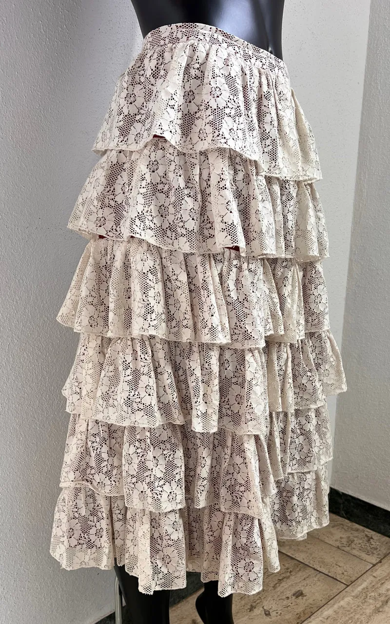 Vintage 70s Ruffle Lace Skirt