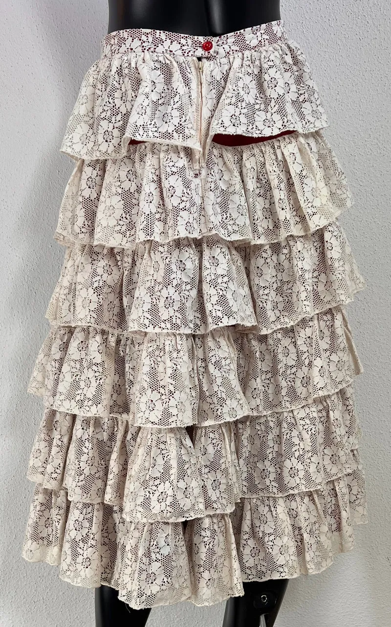 Vintage 70s Ruffle Lace Skirt