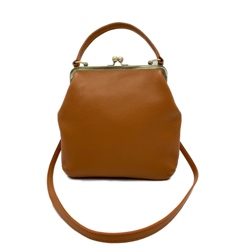 Damen Leder Umhängetasche und Henkeltasche 'Zoe' in Braun - Vintage Stil"