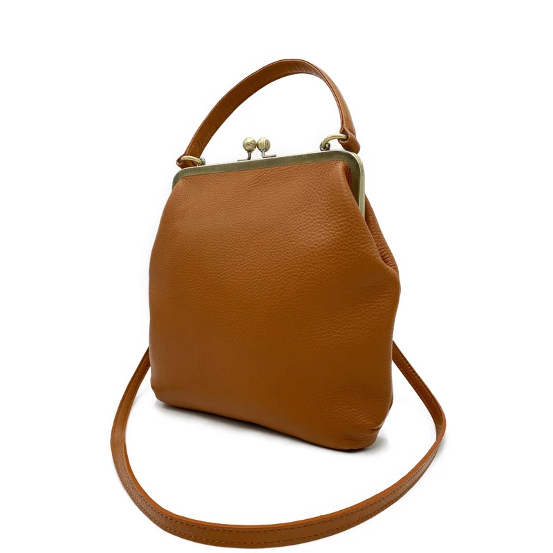 Damen Leder Umhängetasche und Henkeltasche 'Zoe' in Braun - Vintage Stil"