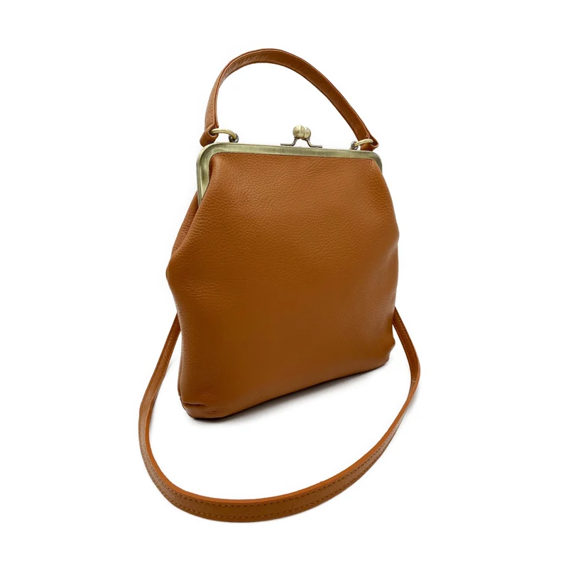 Damen Leder Umhängetasche und Henkeltasche 'Zoe' in Braun - Vintage Stil"