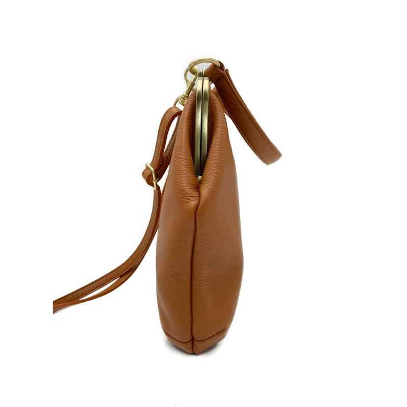 Damen Leder Umhängetasche und Henkeltasche 'Zoe' in Braun - Vintage Stil"