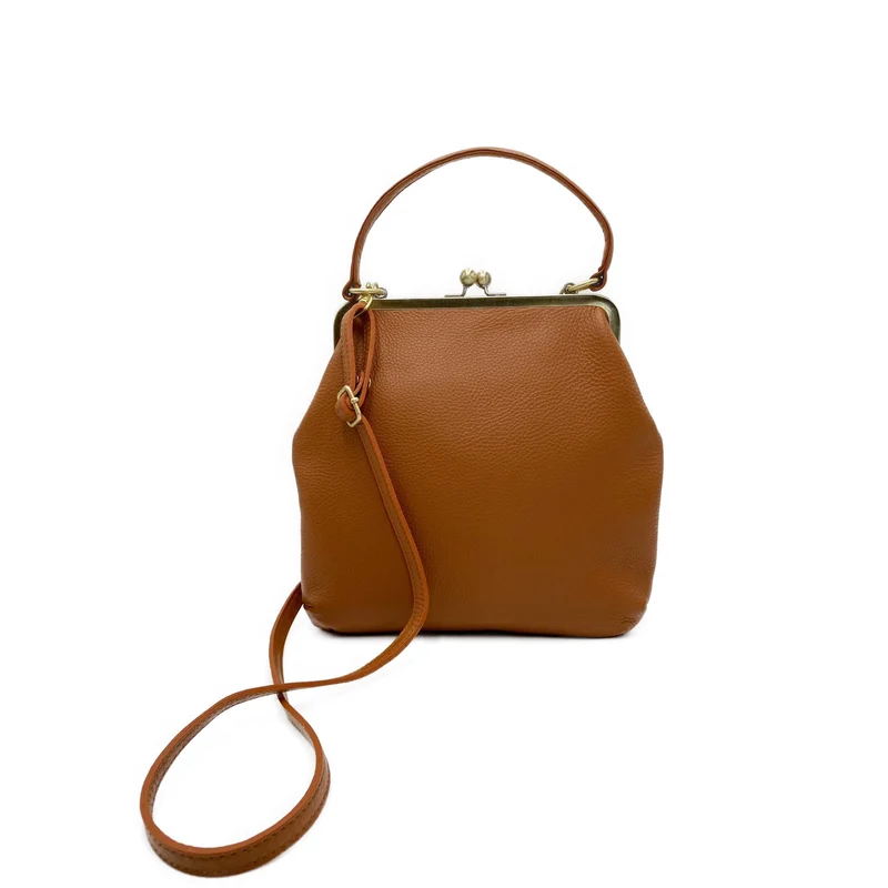 Damen Leder Umhängetasche und Henkeltasche 'Zoe' in Braun - Vintage Stil"