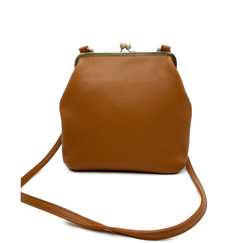 Damen Leder Umhängetasche und Henkeltasche 'Zoe' in Braun - Vintage Stil"