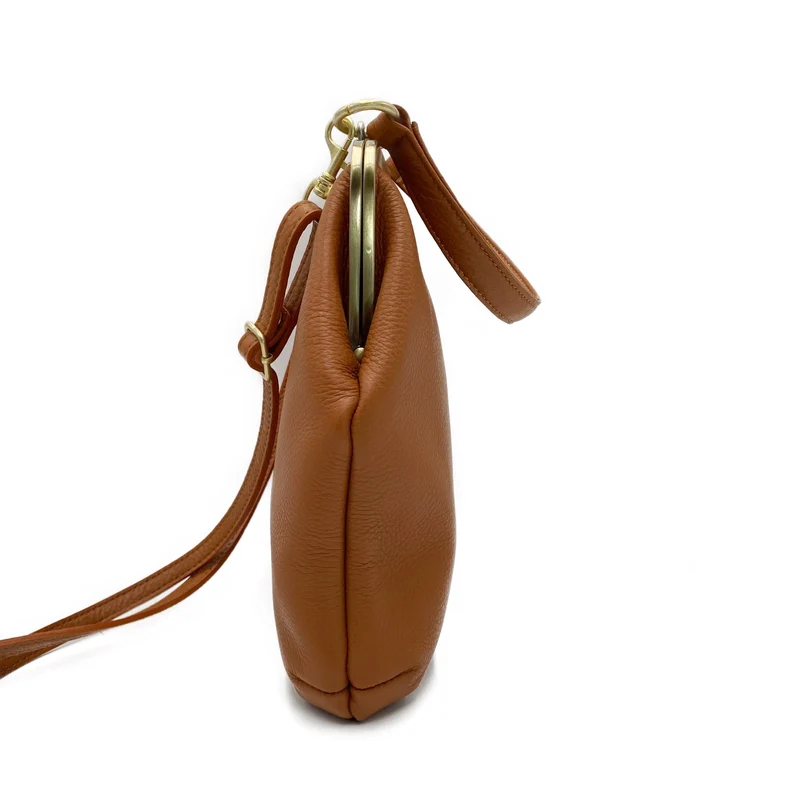 Damen Leder Umhängetasche und Henkeltasche 'Zoe' in Braun - Vintage Stil"