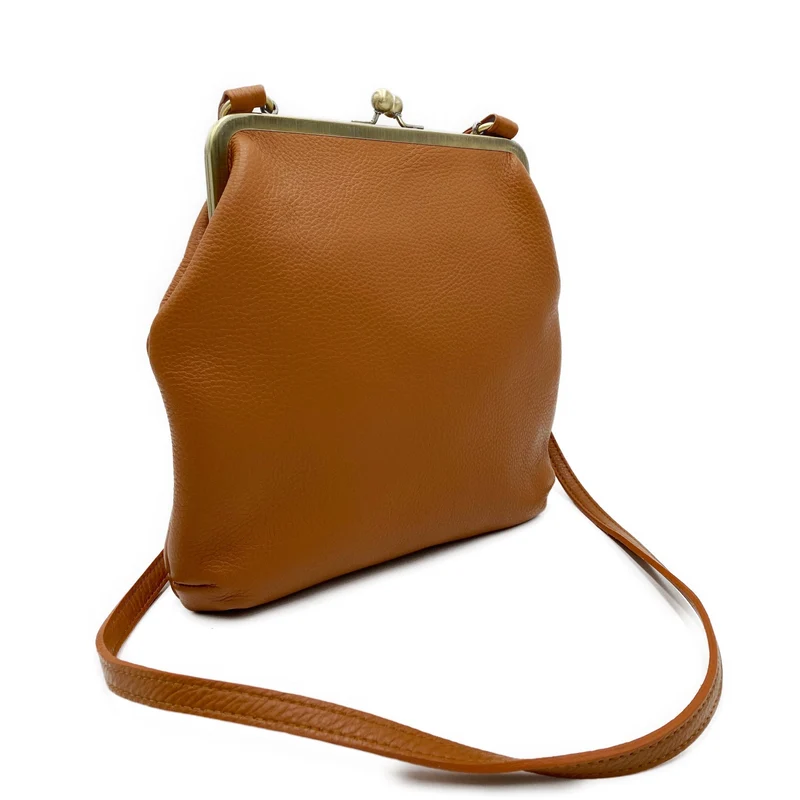 Damen Leder Umhängetasche und Henkeltasche 'Zoe' in Braun - Vintage Stil"