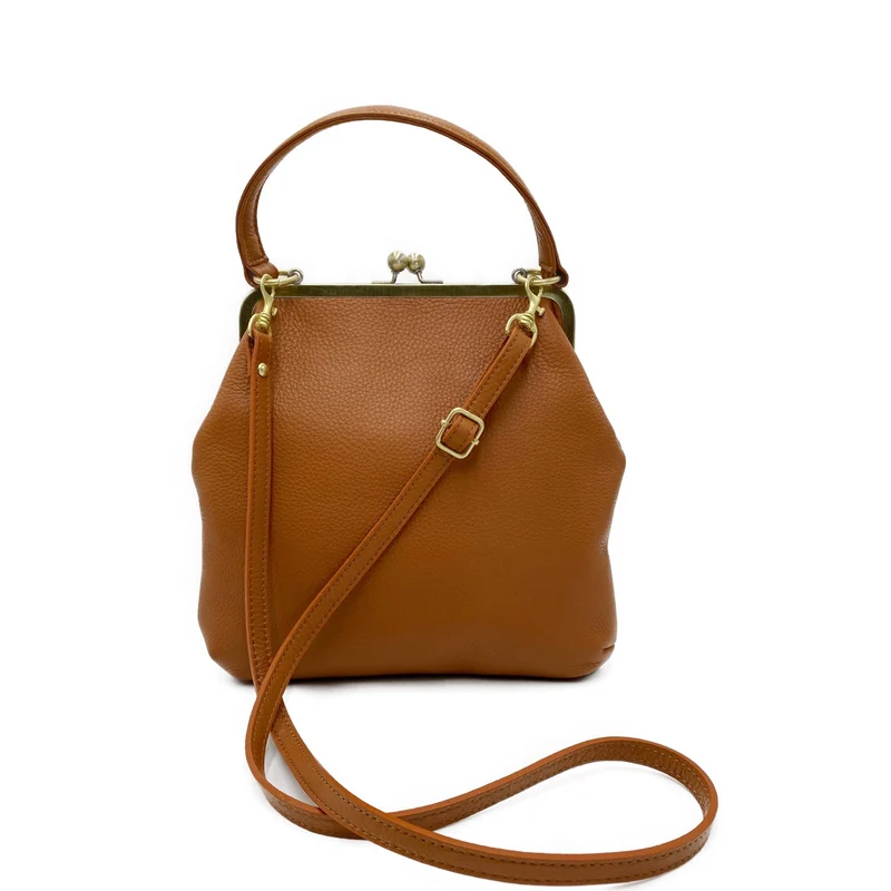 Damen Leder Umhängetasche und Henkeltasche 'Zoe' in Braun - Vintage Stil"