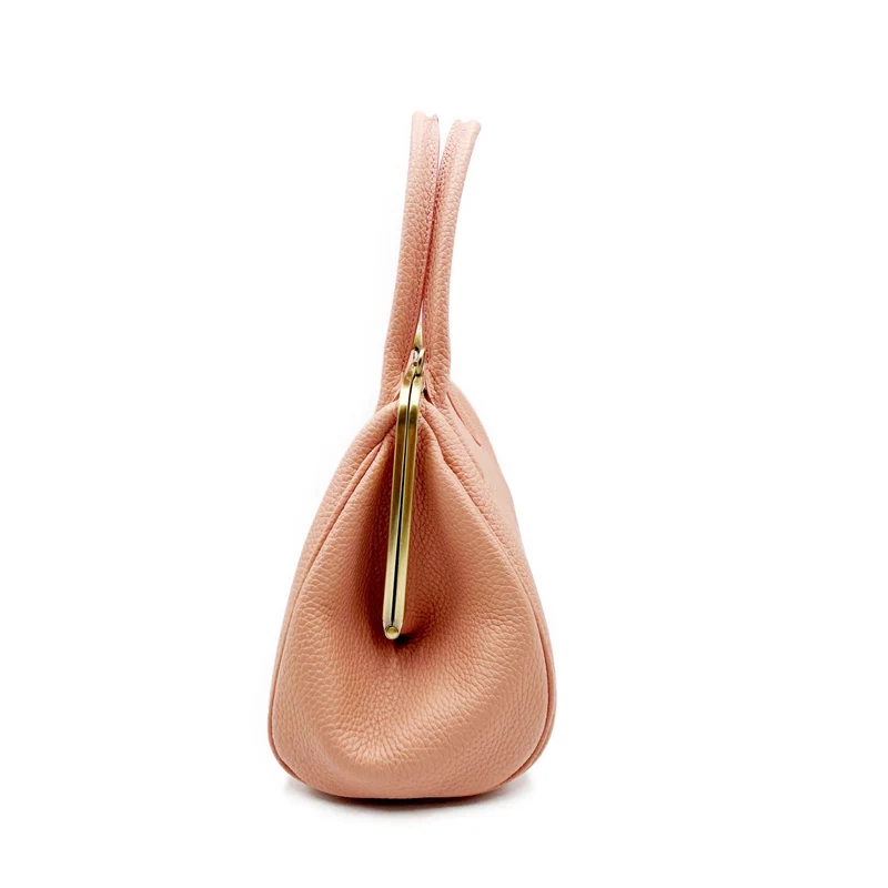 Damen Henkeltasche "Marie" in rosa, Echtleder Handtasche mit Bügelverschluss