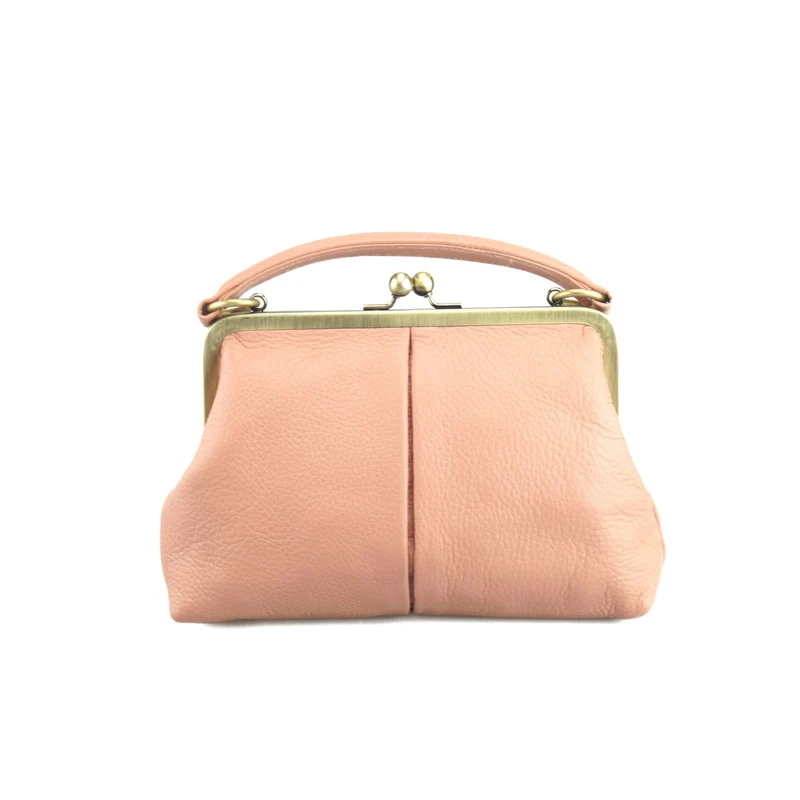 Leder Handtasche Damen - Kleine Olive in Rosa - Umhängetasche, Henkeltasche - Retro Vintage Stil