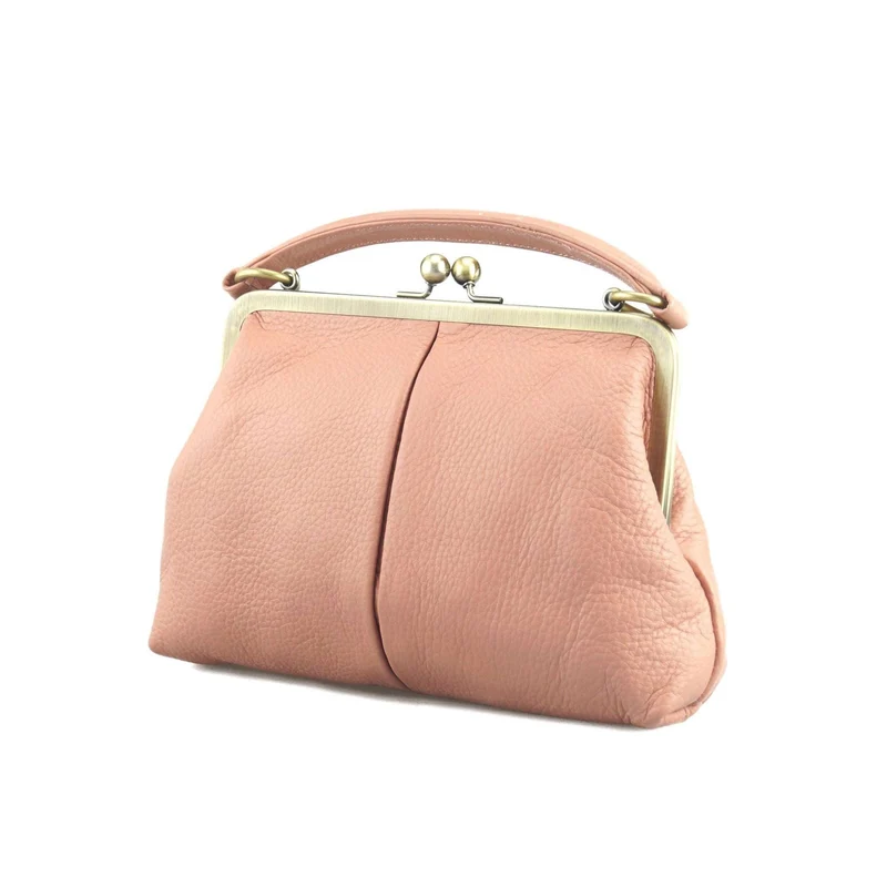 Leder Handtasche Damen - Kleine Olive in Rosa - Umhängetasche, Henkeltasche - Retro Vintage Stil