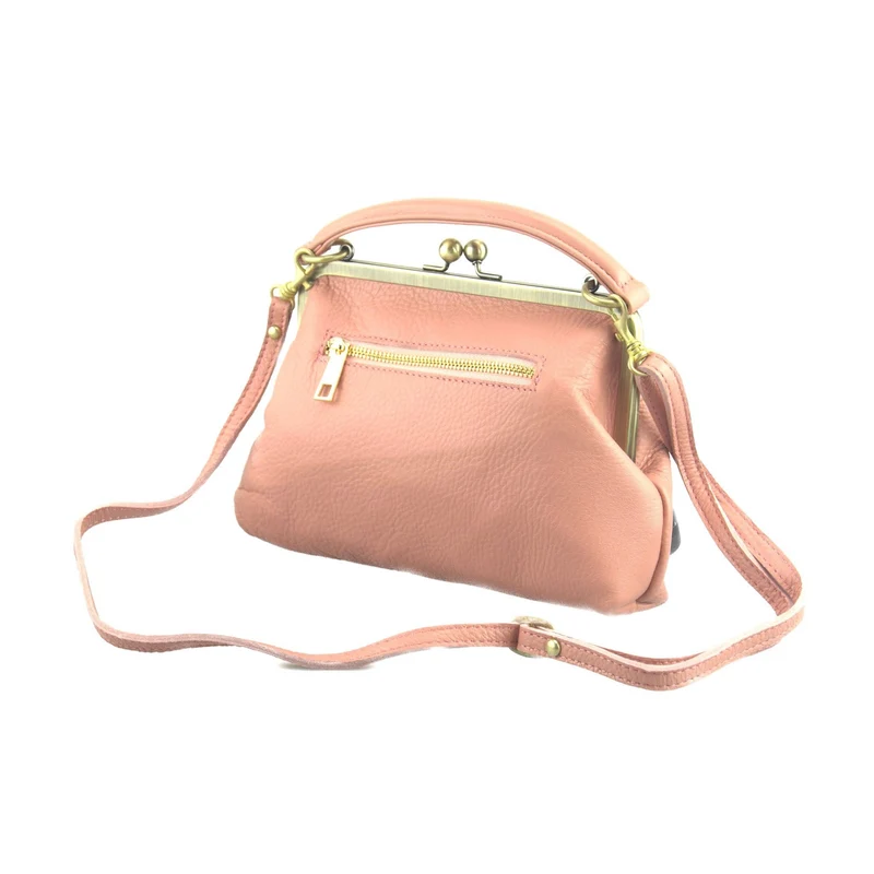 Leder Handtasche Damen - Kleine Olive in Rosa - Umhängetasche, Henkeltasche - Retro Vintage Stil