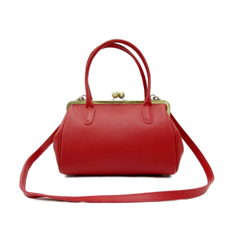Vintage Bügeltasche - Retro Handtasche 'große Aurelie' in elfenbein weiß