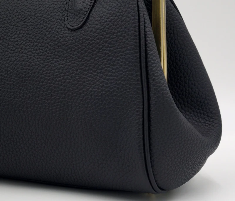 Damen Handtasche, Leder Handtasche "Marie" in schwarz, Henkeltasche im Vintage Stil