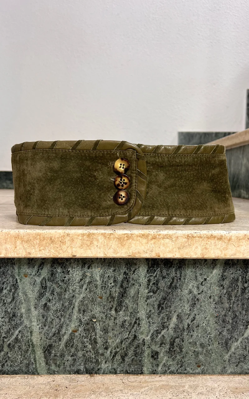 Vintage Olive Suede Waist Belt