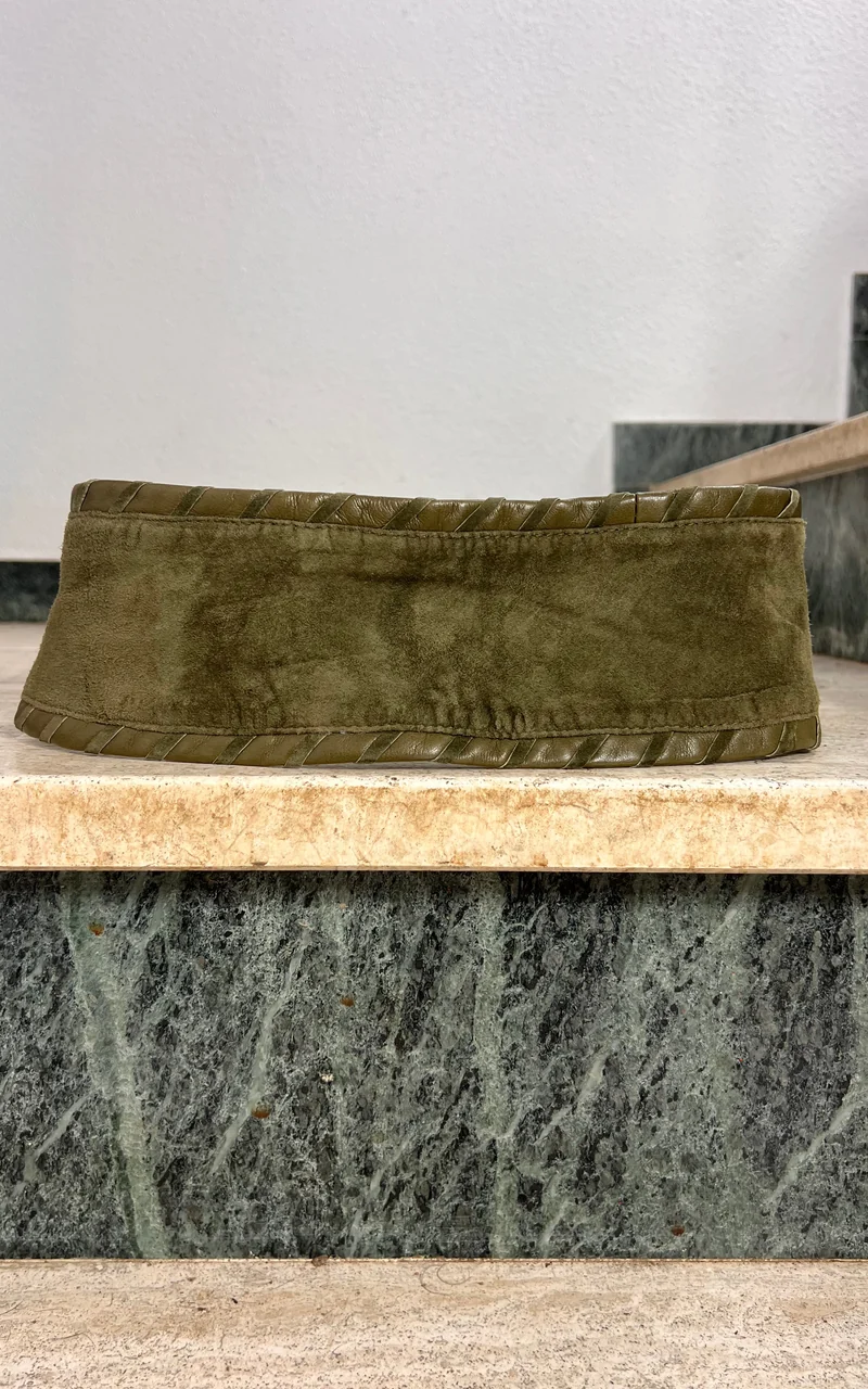 Vintage Olive Suede Waist Belt