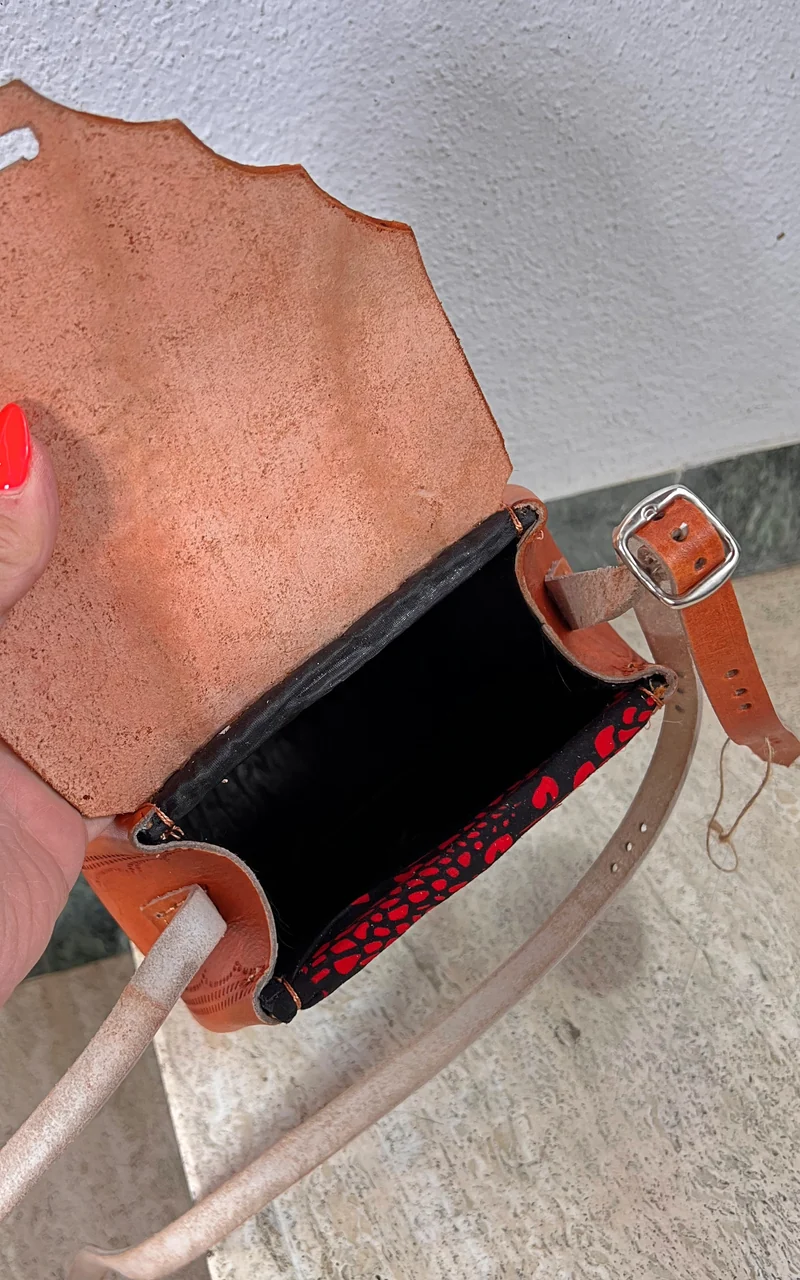New African Kiondo Sisal and Leather Cross Body Bag