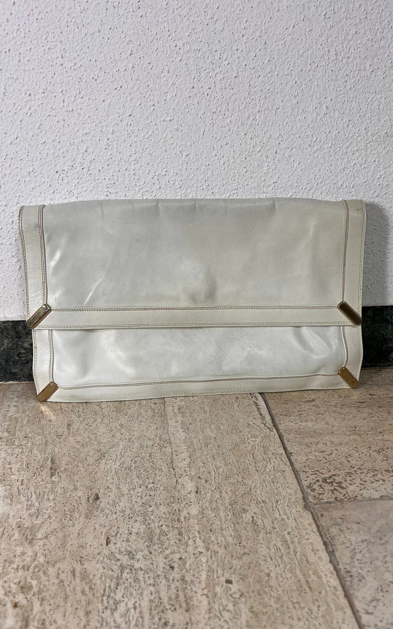 Vintage White Pouch Clutch Bag
