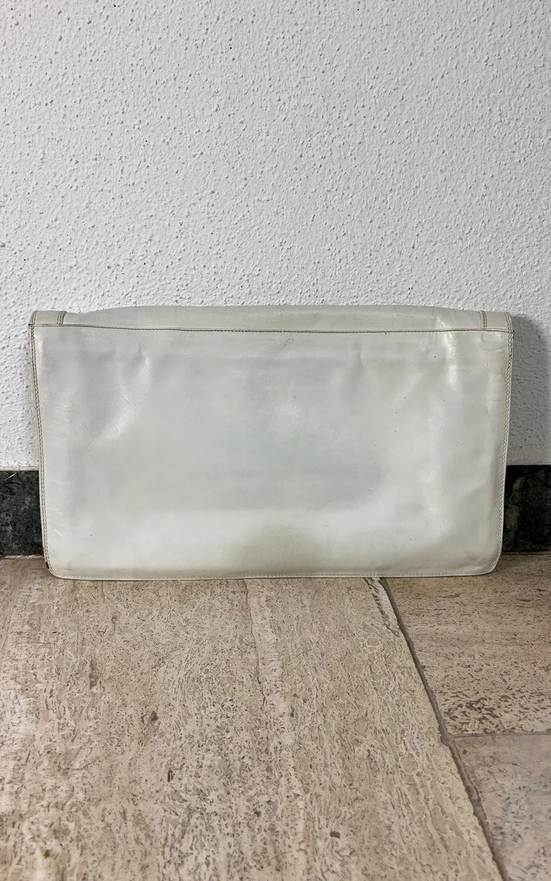 Vintage White Pouch Clutch Bag