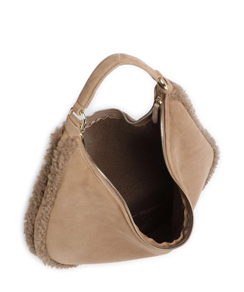 Abro Shearling Nana Big Beuteltasche cappuccino