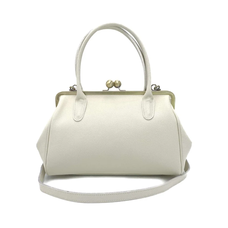 Vintage Bügeltasche - Retro Handtasche 'große Aurelie' in elfenbein weiß