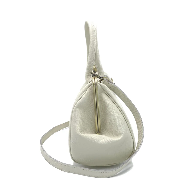 Vintage Bügeltasche - Retro Handtasche 'große Aurelie' in elfenbein weiß