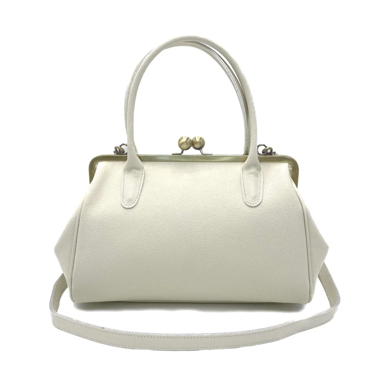Vintage Bügeltasche - Retro Handtasche 'große Aurelie' in elfenbein weiß