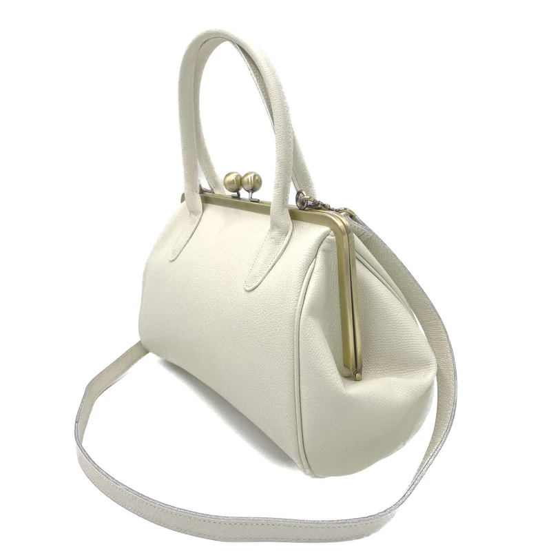 Vintage Bügeltasche - Retro Handtasche 'große Aurelie' in elfenbein weiß