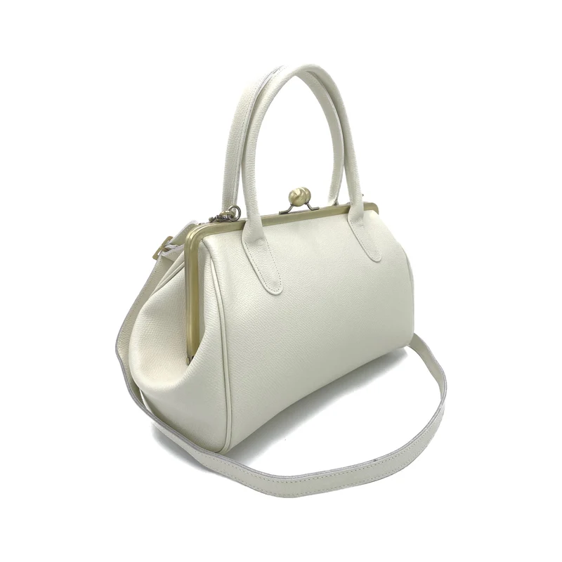 Vintage Bügeltasche - Retro Handtasche 'große Aurelie' in elfenbein weiß
