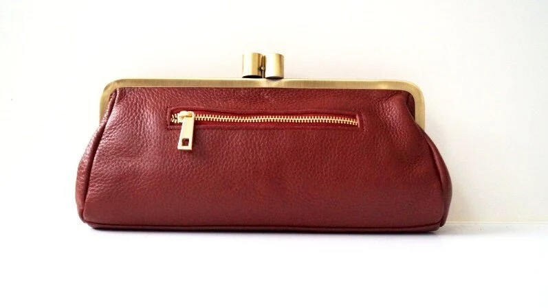 Leder Handtasche / Clutch Victoria in wein rot, Vintage Damen Tasche, Ledertasche, Henkeltasche, Handtasche, Schultertasche, echt leder