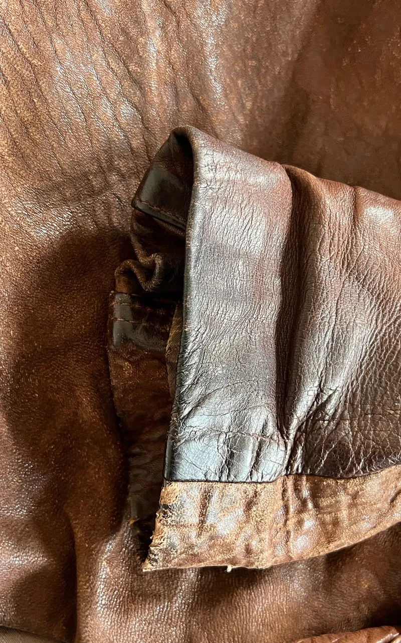 Vintage Distressed Oversize Leather Biker Jacket
