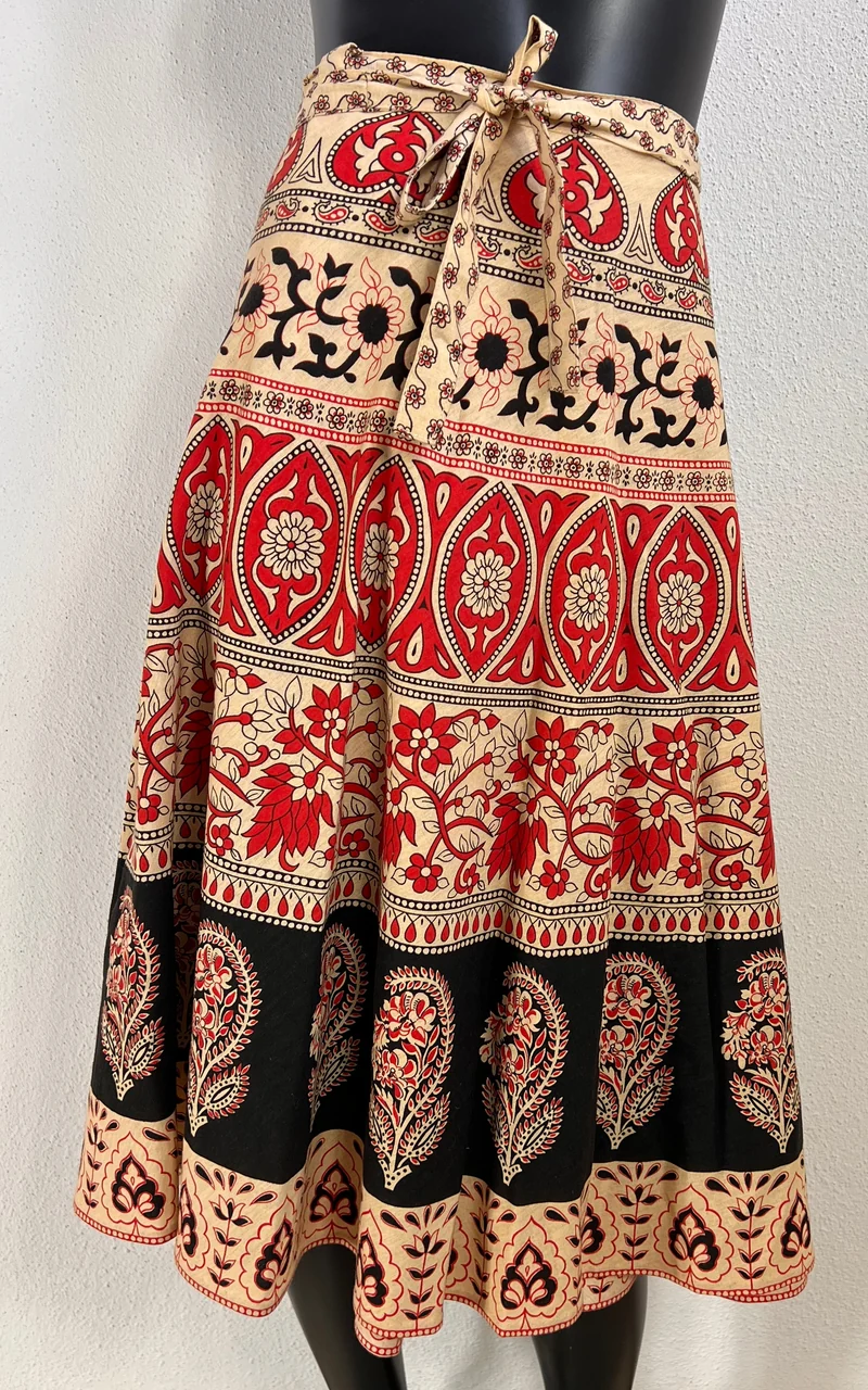 Vintage 70s Block Print Wrap Skirt
