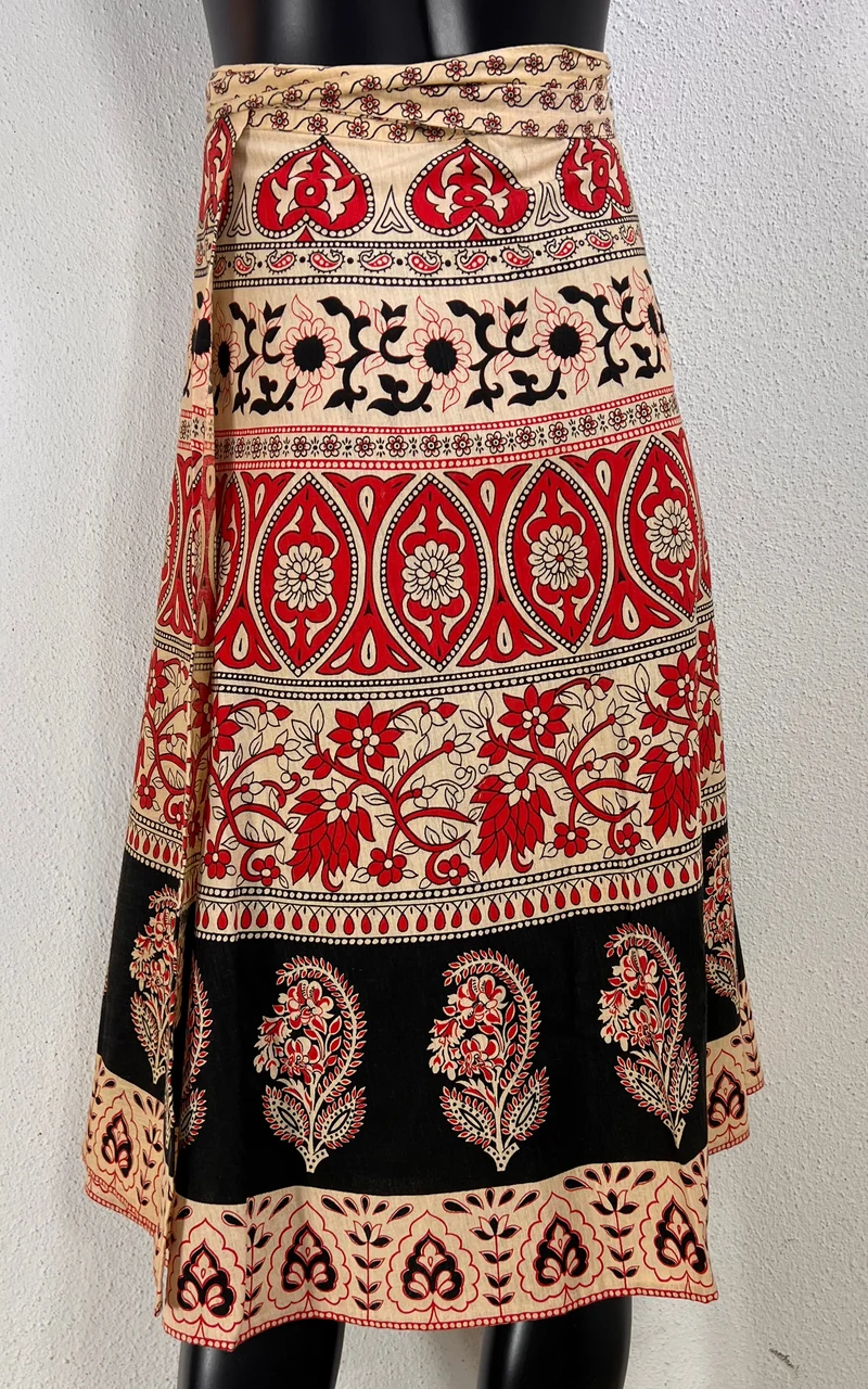 Vintage 70s Block Print Wrap Skirt