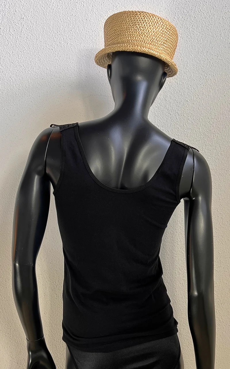 Vintage Black Crochet Trim Tank Top