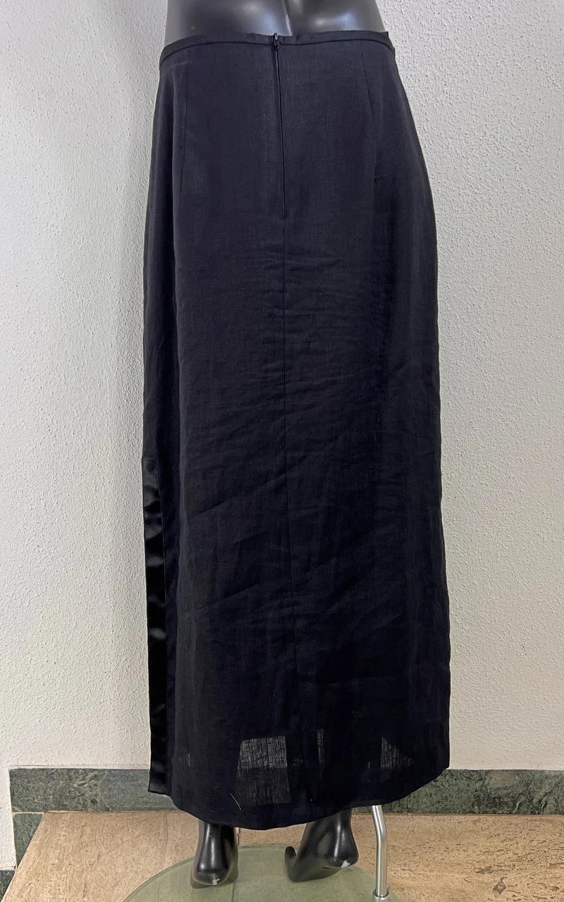 Vintage 90s Black Linen Maxi Skirt