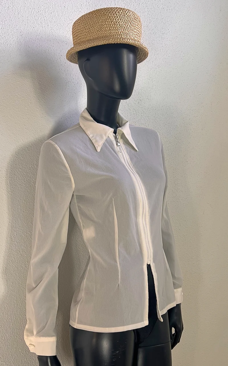 Vintage 90s Romans Semi Sheer Zip Blouse