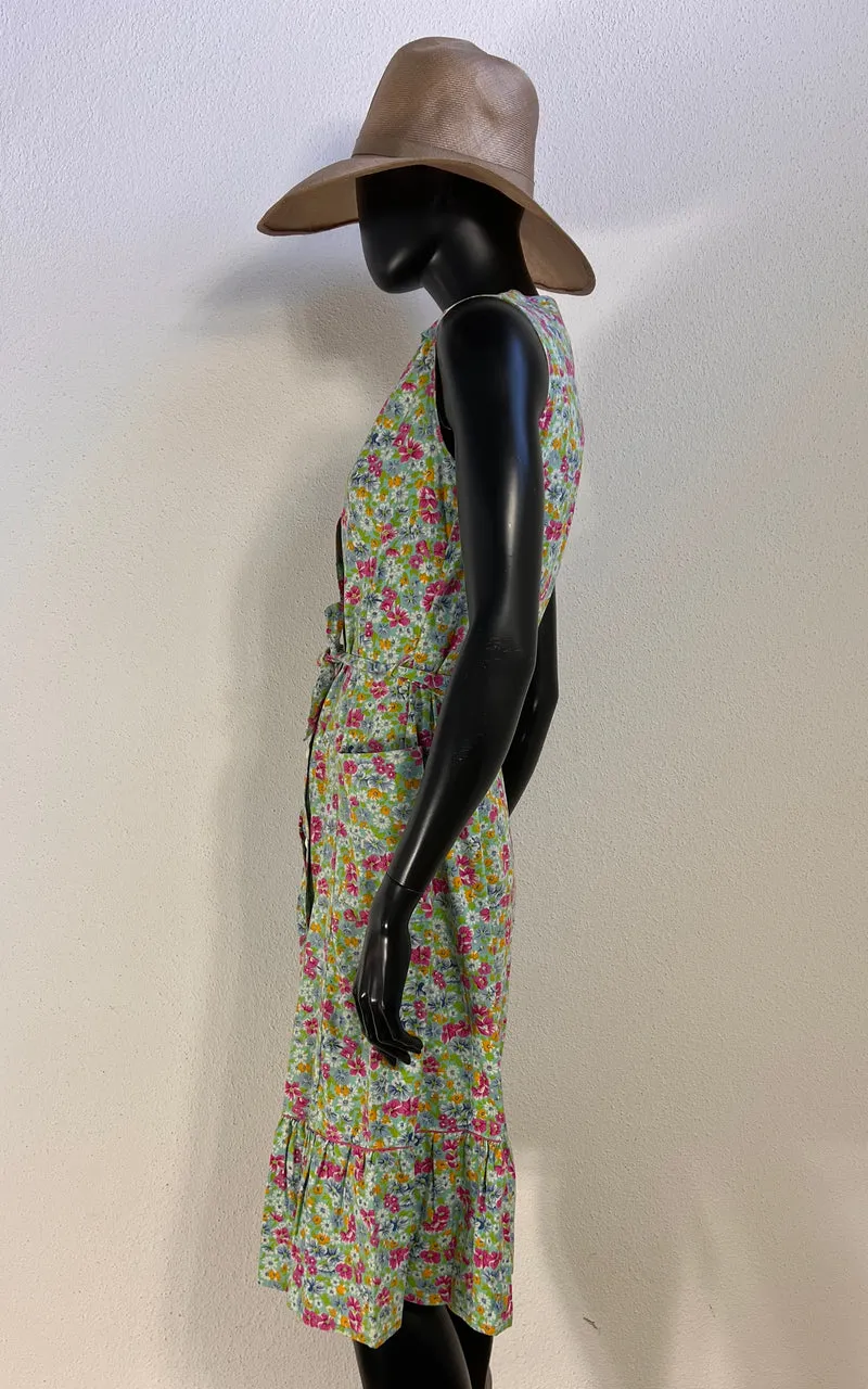 Vintage 70s Apron Flower Dress